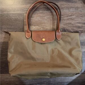 Longchamp Olive and Brown Tote Bag